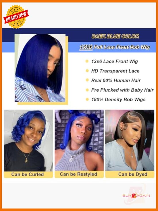 13x6 HD Lace Front Wig Human Hair Short Bob 180 Density Glueless Wig